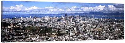 Cityscape viewed from the Twin Peaks, San Francisco, California, USA #2 Canvas Art Print - San Francisco Art