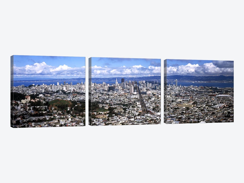 Cityscape viewed from the Twin Peaks, San Francisco, California, USA #2 by Panoramic Images 3-piece Canvas Art Print