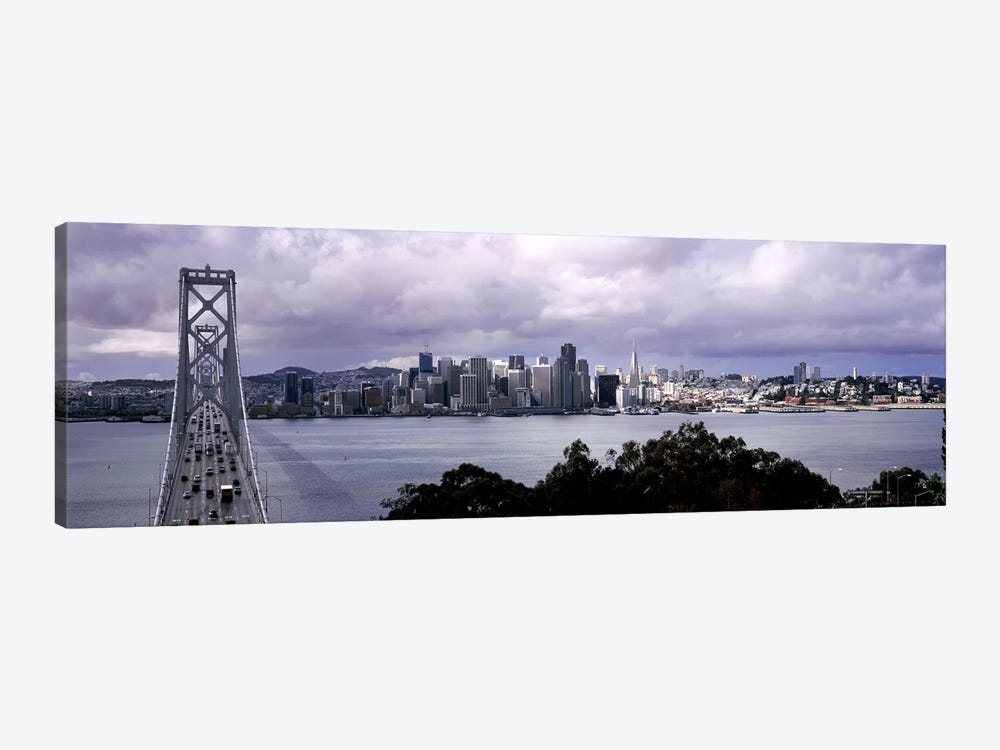 Bridge across a bay with city skyline in the background, Bay Bridge, San Francisco Bay, San Francisco, California, USA #2 by Panoramic Images 1-piece Canvas Wall Art