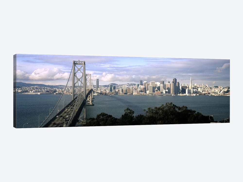 Bridge across a bay with city skyline in the background, Bay Bridge, San Francisco Bay, San Francisco, California, USA #3 by Panoramic Images 1-piece Canvas Art Print