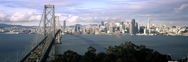 San Francisco: Bridge across a bay with city skyline in the background, Bay Bridge, San Francisco Bay, San Francisco, California, USA #3 by Panoramic Images
