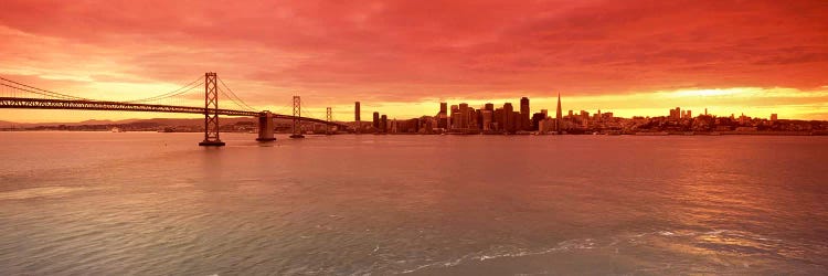 Bridge across a bay with city skyline in the background, Bay Bridge, San Francisco Bay, San Francisco, California, USA #4