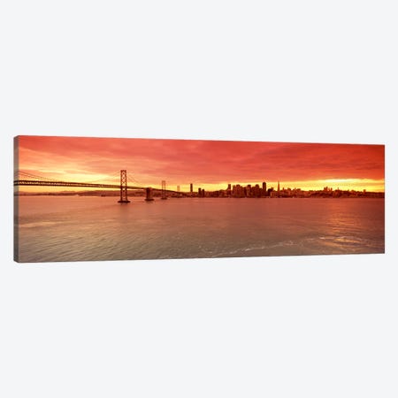 Bridge across a bay with city skyline in the background, Bay Bridge, San Francisco Bay, San Francisco, California, USA #4 Canvas Print #PIM7840} by Panoramic Images Canvas Print