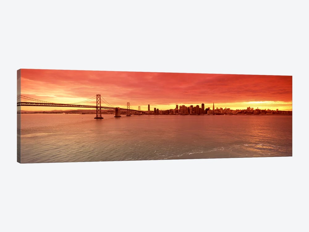 Bridge across a bay with city skyline in the background, Bay Bridge, San Francisco Bay, San Francisco, California, USA #4 by Panoramic Images 1-piece Art Print