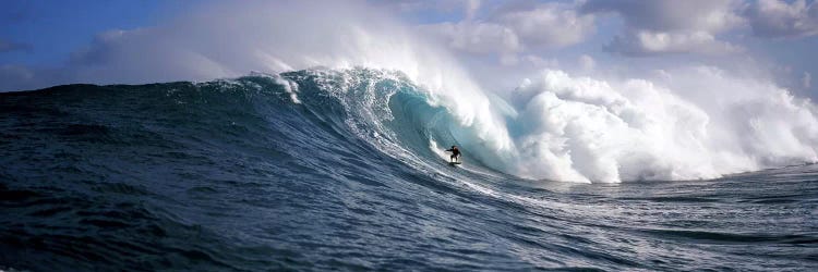 Lone Surfer Riding A Plunging Breaker, Maui, Hawai'i, USA