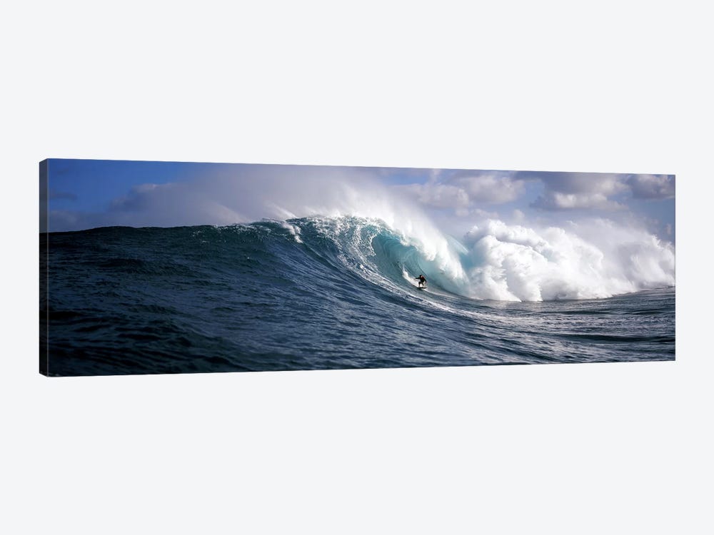 Lone Surfer Riding A Plunging Breaker, Maui, Hawai'i, USA by Panoramic Images 1-piece Canvas Wall Art