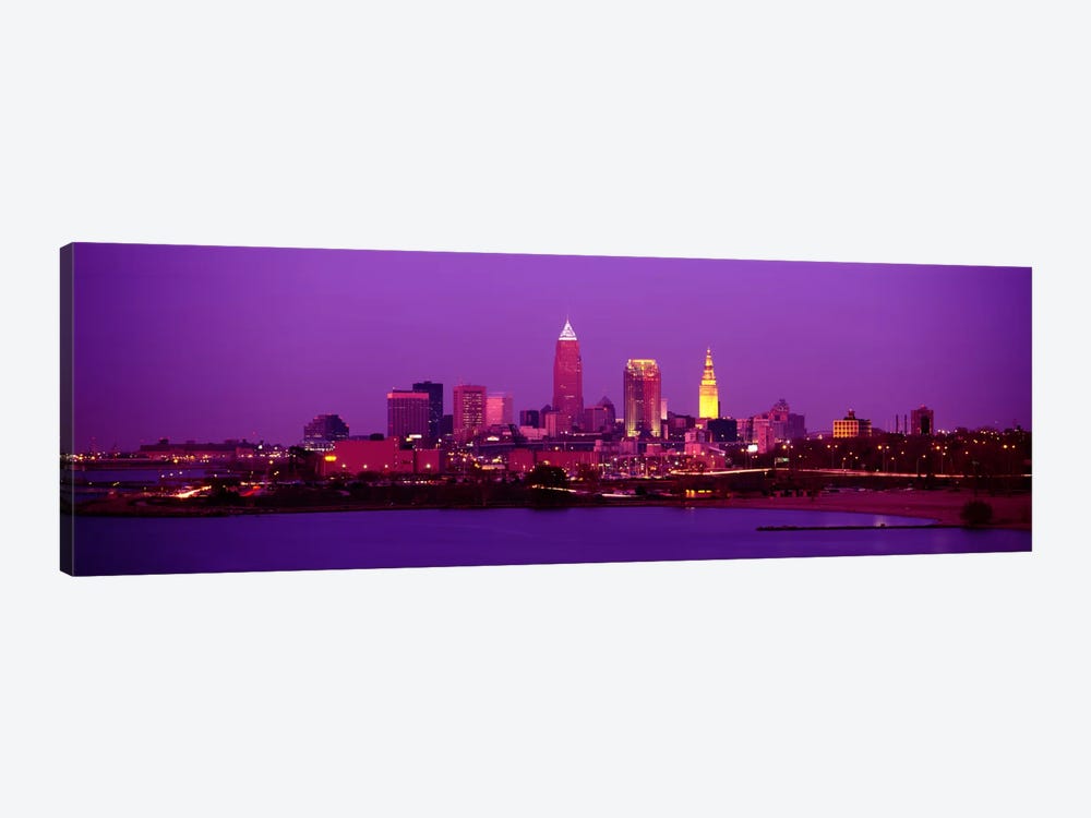 Buildings Lit Up At NightCleveland, Ohio, USA by Panoramic Images 1-piece Canvas Print