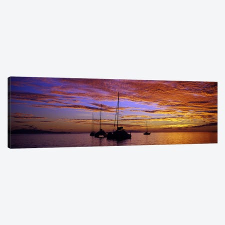 Sailboats in the sea, Tahiti, French Polynesia Canvas Print #PIM7850} by Panoramic Images Canvas Wall Art
