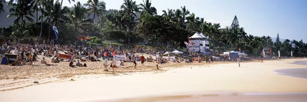 Oahu: Tourists on the beach, North Shore, Oahu, Hawaii, USA by Panoramic Images