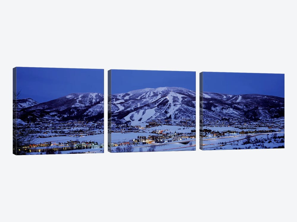 Illuminated Landscape, Mt. Werner, Steamboat Springs, Routt County, Colorado, USA by Panoramic Images 3-piece Canvas Artwork