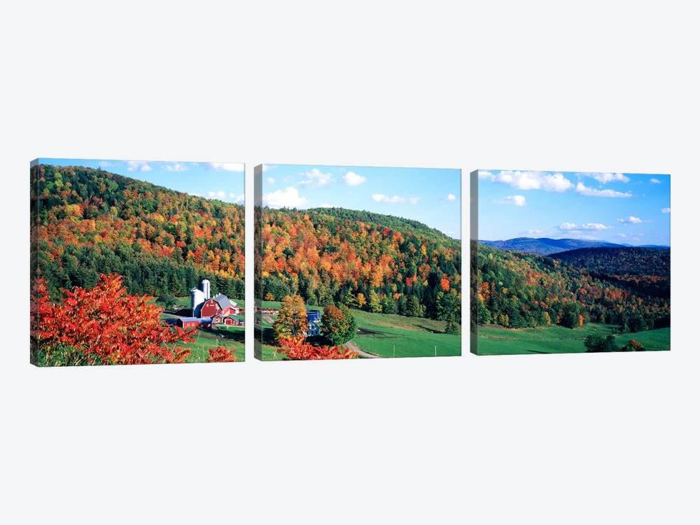Autumnal Countryside Landscape, Hillside Acres Farm, Barnet, Vermont, USA by Panoramic Images 3-piece Art Print