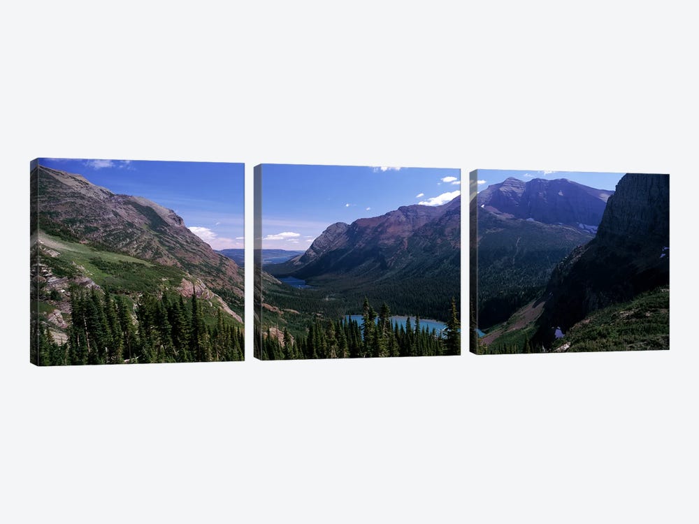 Mountain Valley Landscape, Glacier National Park, Montana, USA by Panoramic Images 3-piece Canvas Print