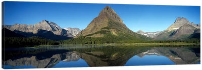 Mount Wilbur And Its Reflection In Swiftcurrent Lake, Many Glacier Region, Glacier National Park, Montana, USA Canvas Art Print - Montana Art