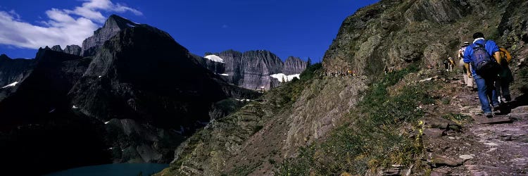 Hikers hiking on a mountain, US Glacier National Park, Montana, USA