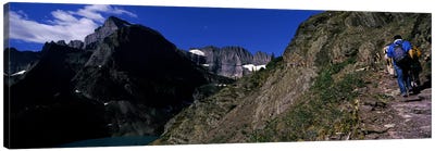 Hikers hiking on a mountain, US Glacier National Park, Montana, USA Canvas Art Print - Inspirational & Motivational Art