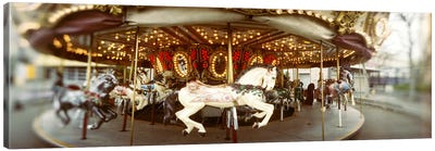 Carousel horses in an amusement park, Seattle Center, Queen Anne Hill, Seattle, Washington State, USA Canvas Art Print - Washington Art