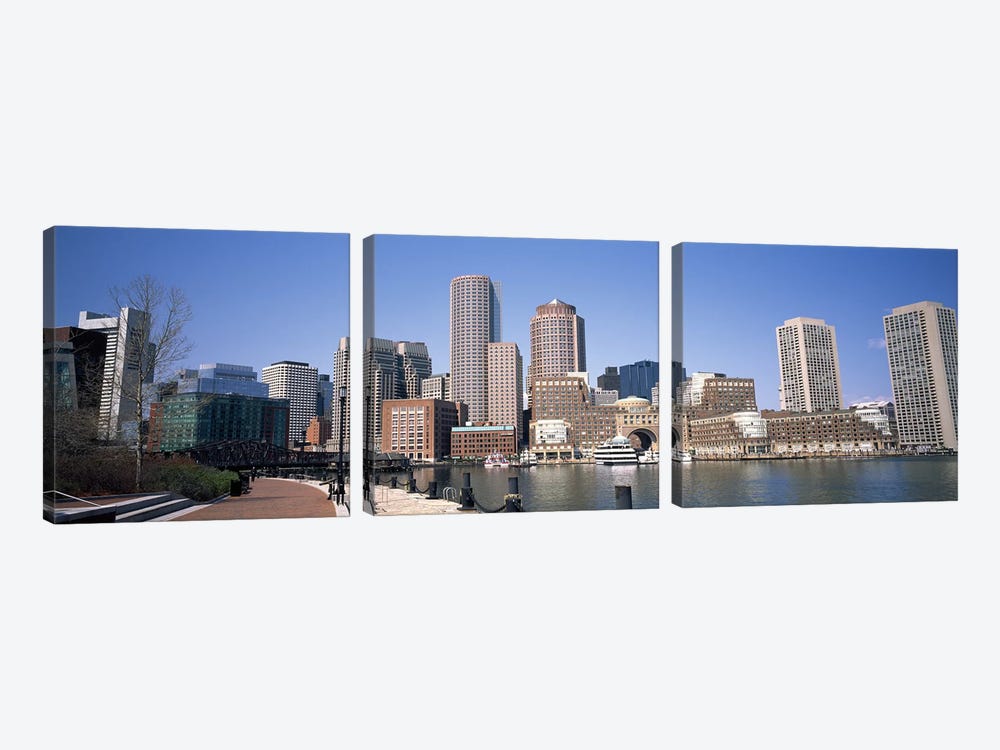 Buildings in a city, Boston, Suffolk County, Massachusetts, USA by Panoramic Images 3-piece Canvas Wall Art