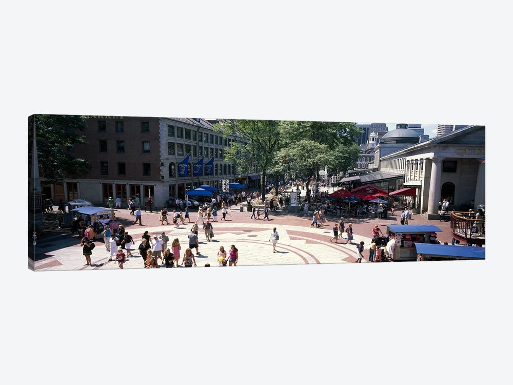 Tourists in a market, Faneuil Hall Marketplace, Quincy Market, Boston, Suffolk County, Massachusetts, USA by Panoramic Images 1-piece Canvas Print