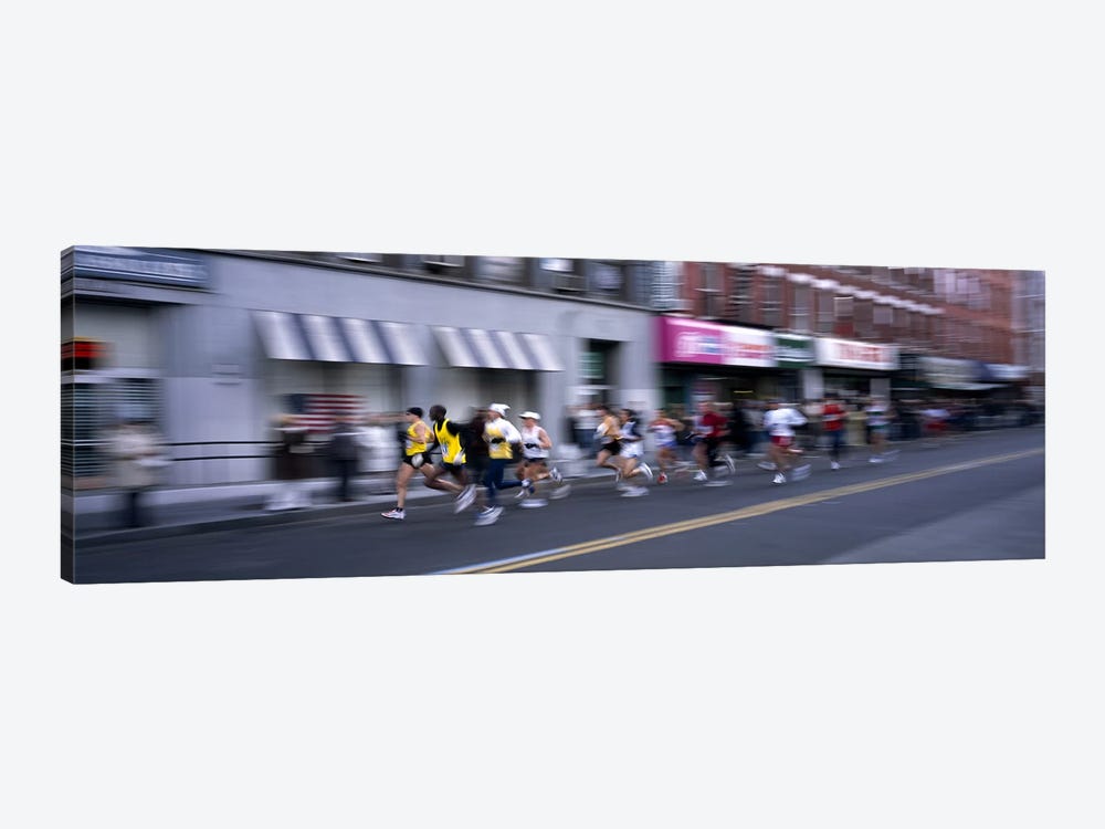 People running in New York City Marathon, Manhattan Avenue, Greenpoint, Brooklyn, New York City, New York State, USA by Panoramic Images 1-piece Canvas Artwork