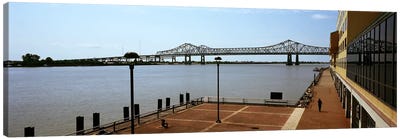 Bridge across a river, Crescent City Connection Bridge, Mississippi River, New Orleans, Louisiana, USA Canvas Art Print - New Orleans Art