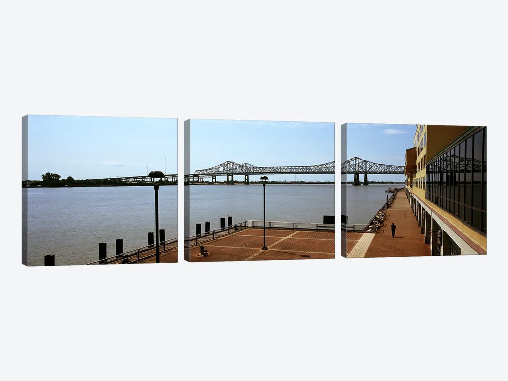 Bridge across a river, Crescent City Connection Bridge, Mississippi River, New Orleans, Louisiana, USA by Panoramic Images 3-piece Canvas Artwork