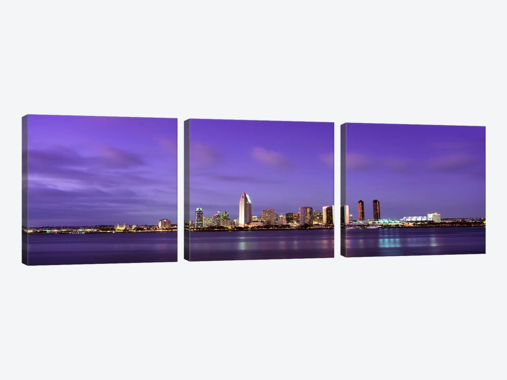 USACalifornia, San Diego, dusk by Panoramic Images 3-piece Canvas Wall Art