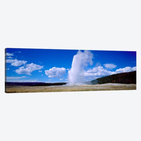 A Cloudy Day's Eruption, Old Faithful, Upper Geyser Basin, Yellowstone National Park, Wyoming, USA Canvas Print #PIM78} by Panoramic Images Art Print
