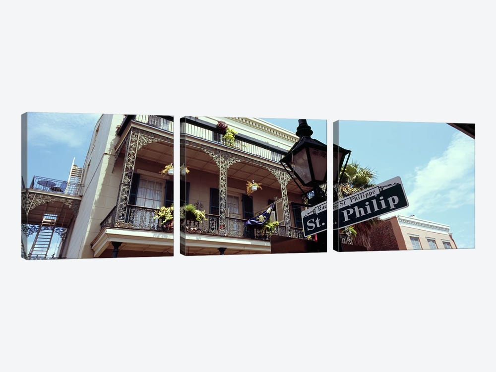 Street name signboard on a lamppost, St. Philip Street, French Market, French Quarter, New Orleans, Louisiana, USA by Panoramic Images 3-piece Canvas Art