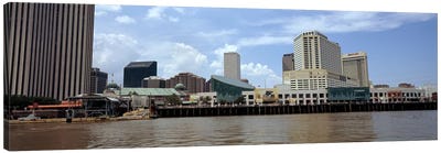Buildings viewed from the deck of a ferry, New Orleans, Louisiana, USA Canvas Art Print - New Orleans Art