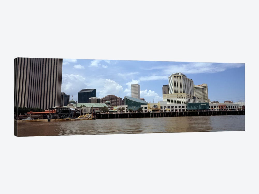 Buildings viewed from the deck of a ferry, New Orleans, Louisiana, USA by Panoramic Images 1-piece Canvas Print
