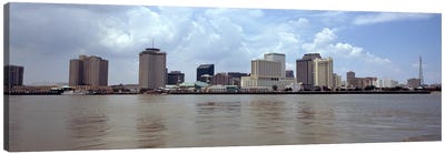 Buildings viewed from the deck of Algiers ferry, New Orleans, Louisiana, USA Canvas Art Print - Louisiana Art