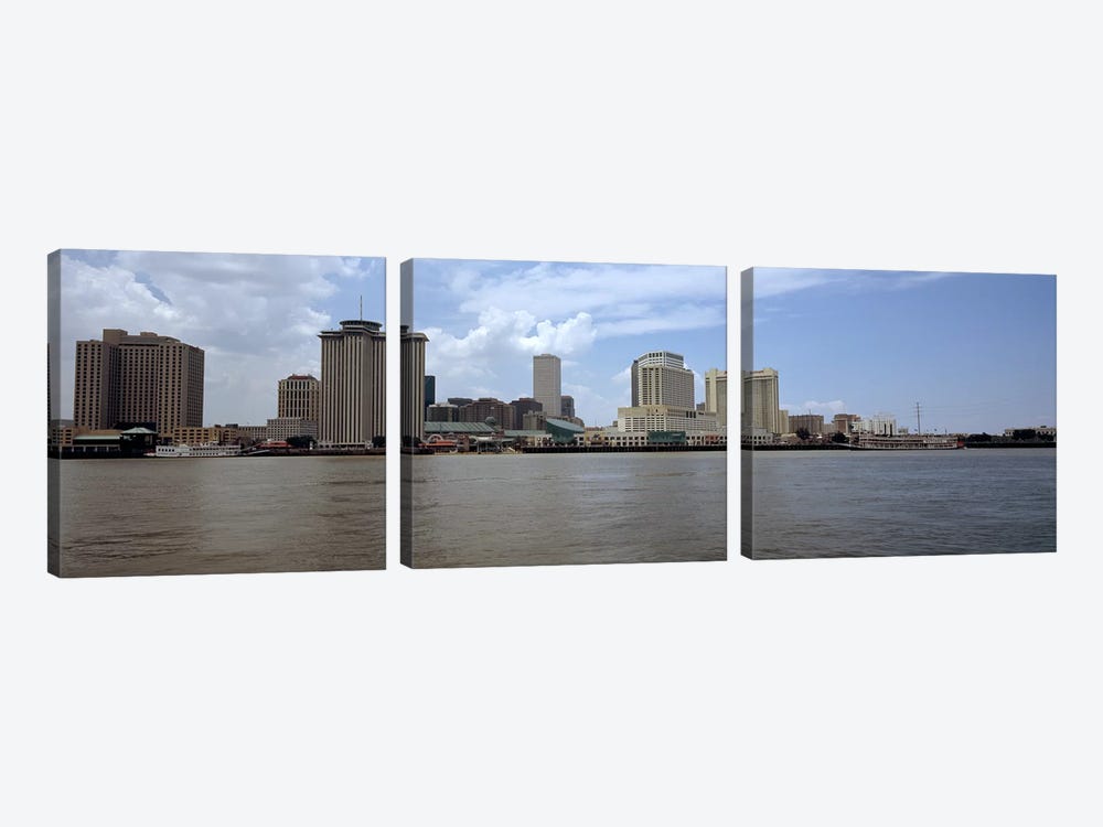 Buildings viewed from the deck of Algiers ferry, New Orleans, Louisiana, USA #2 by Panoramic Images 3-piece Art Print