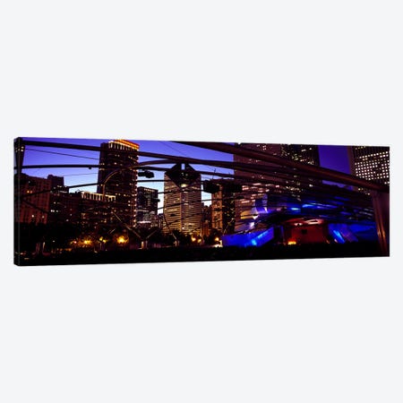 Buildings lit up at night, Millennium Park, Chicago, Cook County, Illinois, USA Canvas Print #PIM7909} by Panoramic Images Canvas Artwork