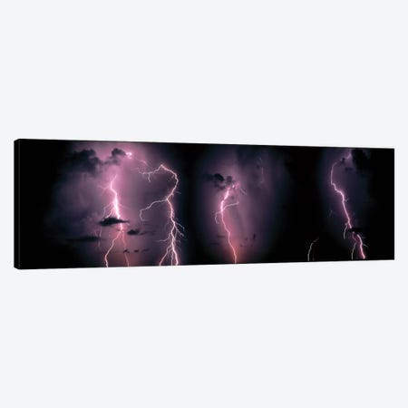 Lightning Bolts In A Purple Thunderstorm Canvas Print #PIM790} by Panoramic Images Canvas Wall Art