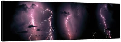 Lightning Bolts In A Purple Thunderstorm Canvas Art Print - Lightning