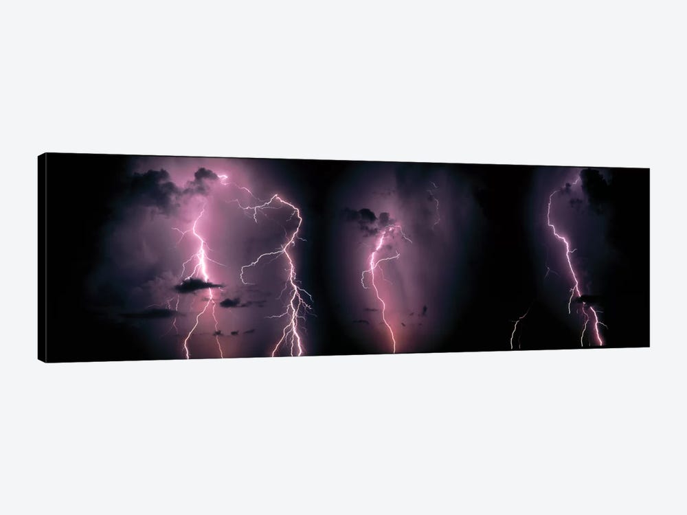 Lightning Bolts In A Purple Thunderstorm by Panoramic Images 1-piece Canvas Wall Art