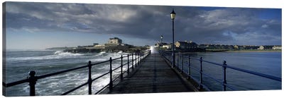 Crashing Waves On A Cloudy Day, Amble, Northumberland, England Canvas Art Print - Dock & Pier Art