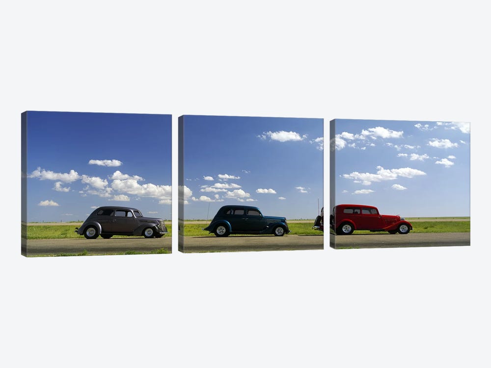 Three Hot Rods, U.S. Route 66, USA by Panoramic Images 3-piece Canvas Art