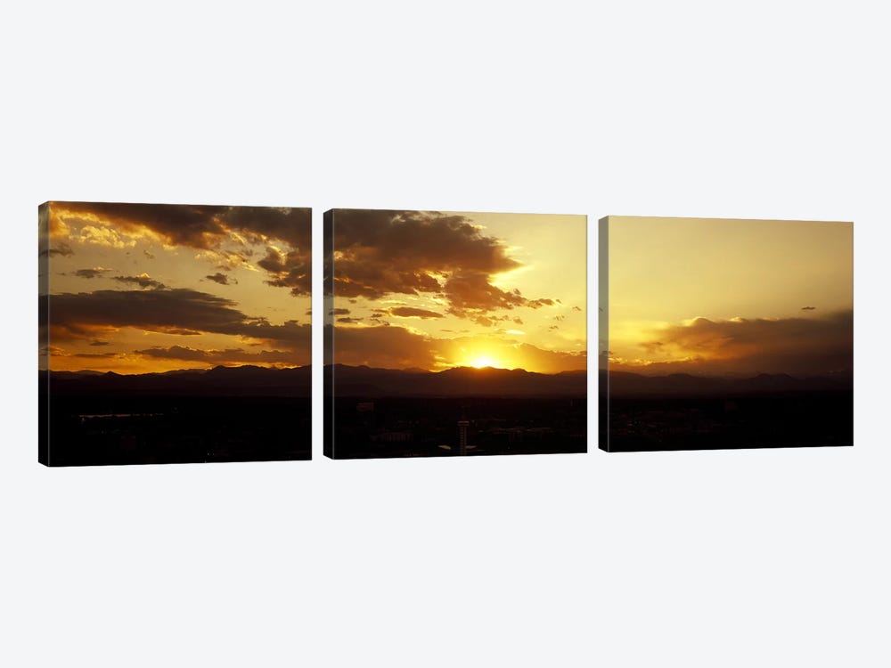 Silhouette of mountains at sunriseDenver, Colorado, USA by Panoramic Images 3-piece Canvas Artwork
