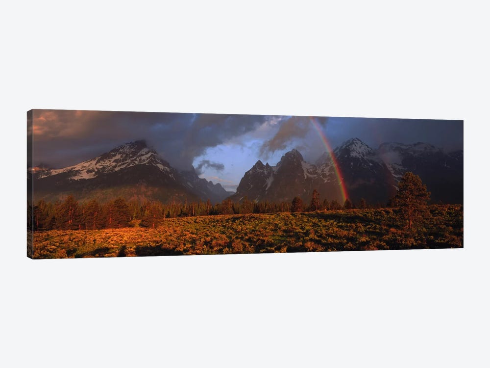 Sunrise & rainbow Grand Teton National Park WY USA by Panoramic Images 1-piece Canvas Print
