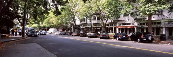 Oakland: Cars parked at the roadsideCollege Avenue, Claremont, Oakland, Alameda County, California, USA by Panoramic Images