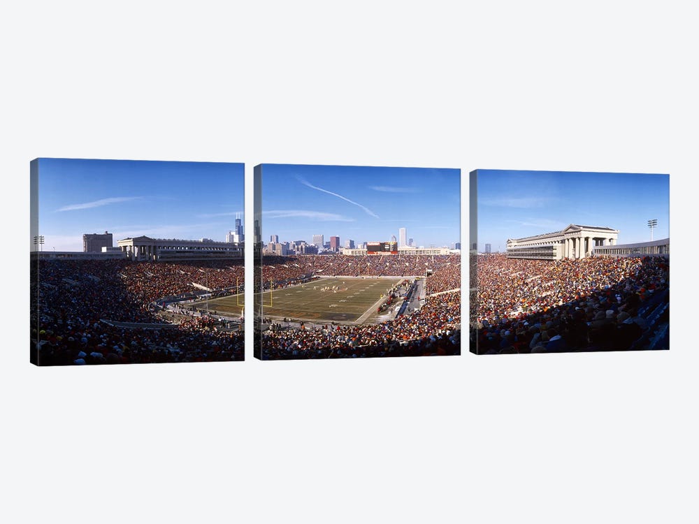 Spectators watching a football matchSoldier Field, Lake Shore Drive, Chicago, Cook County, Illinois, USA by Panoramic Images 3-piece Canvas Art