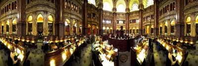 Interiors of the main reading room of a libraryLibrary of Congress, Washington DC, USA by Panoramic Images canvas print