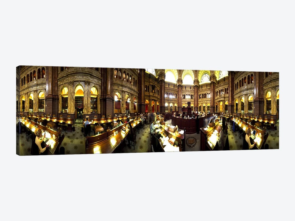 Interiors of the main reading room of a libraryLibrary of Congress, Washington DC, USA by Panoramic Images 1-piece Canvas Art Print