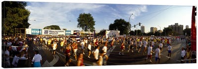 People participating in a marathonChicago, Cook County, Illinois, USA Canvas Art Print - Illinois Art