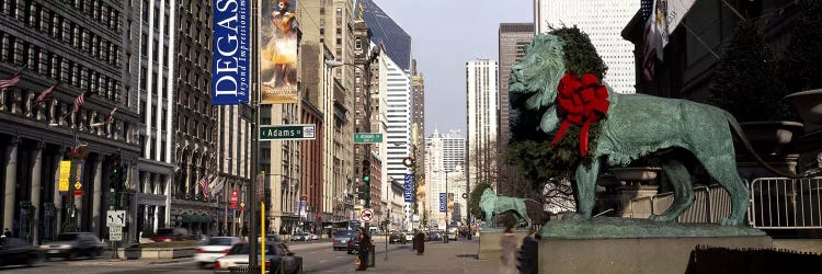 Bronze lion statue in front of a museumArt Institute of Chicago, Chicago, Cook County, Illinois, USA by Panoramic Images wall art