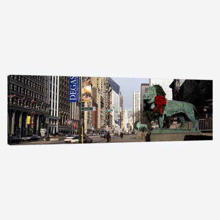 Bronze lion statue in front of a museumArt Institute of Chicago, Chicago, Cook County, Illinois, USA Canvas Print #PIM7927} by Panoramic Images Canvas Print