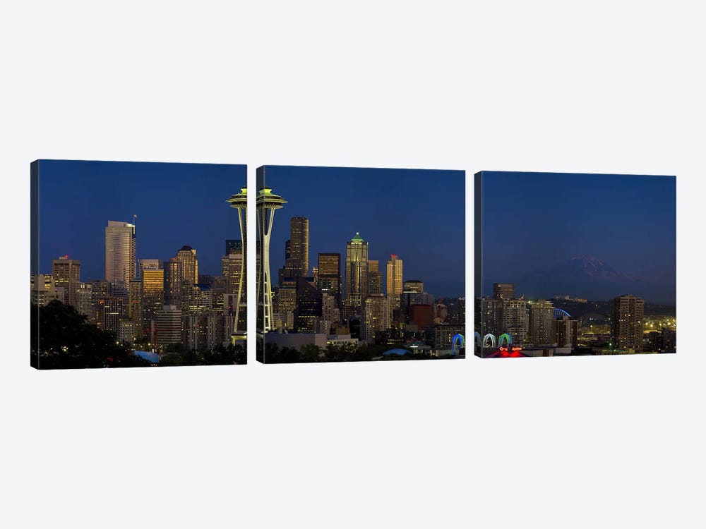 Skyscrapers in a citySpace Needle, Seattle, King County, Washington State, USA by Panoramic Images 3-piece Canvas Art Print