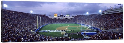 Spectators watching baseball match, Los Angeles Dodgers, Los Angeles Memorial Coliseum, Los Angeles, California, USA Canvas Art Print - Athlete Art