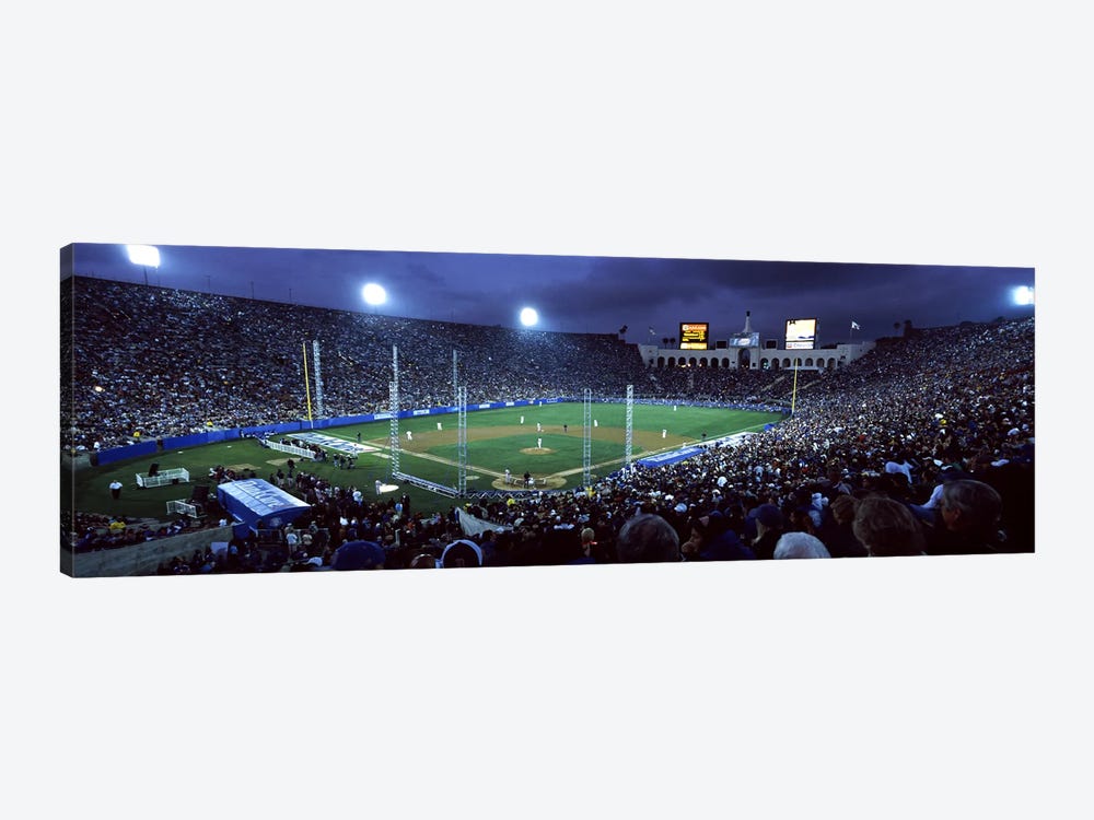 Spectators watching baseball match, Los Angeles Dodgers, Los Angeles Memorial Coliseum, Los Angeles, California, USA #2 by Panoramic Images 1-piece Art Print